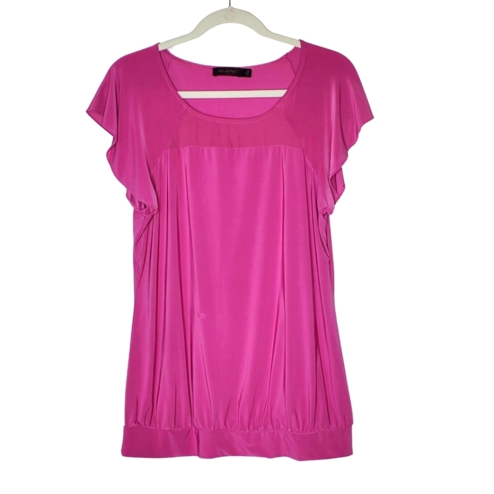 The Limited Pink Flutter Sleeve Top